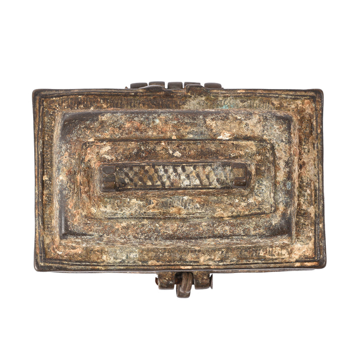 Top Down View Of Old Brass Dhokra Money Box From Orissa | Indigo Antiques