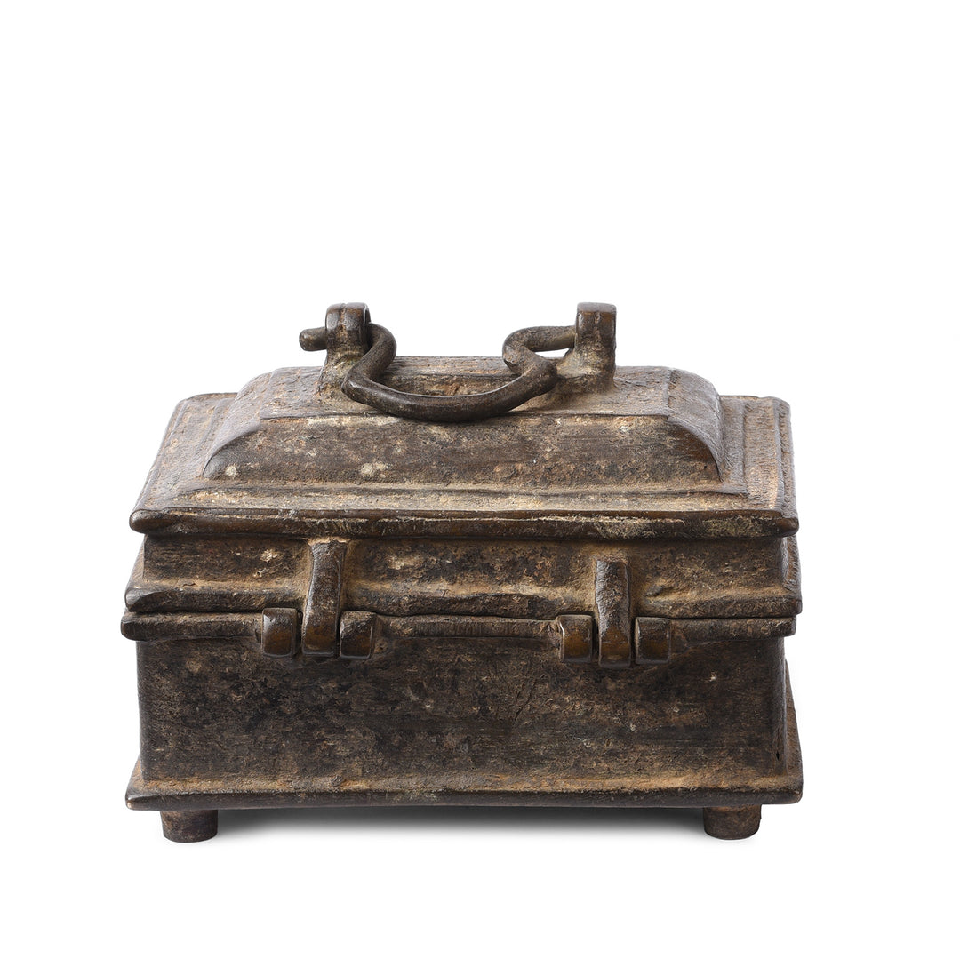 Back Of Old Brass Dhokra Money Box From Orissa | Indigo Antiques