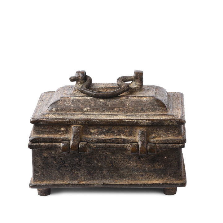 Back Of Old Brass Dhokra Money Box From Orissa | Indigo Antiques