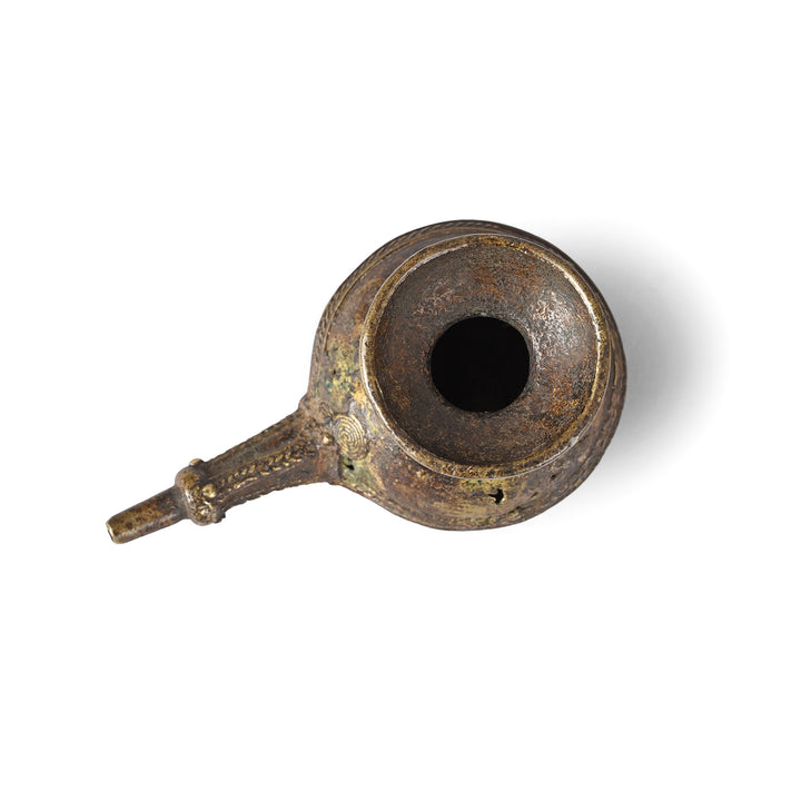 Top Down View Of Antique Dhokra Brass Pot From Orissa Circa | Indigo Antiques