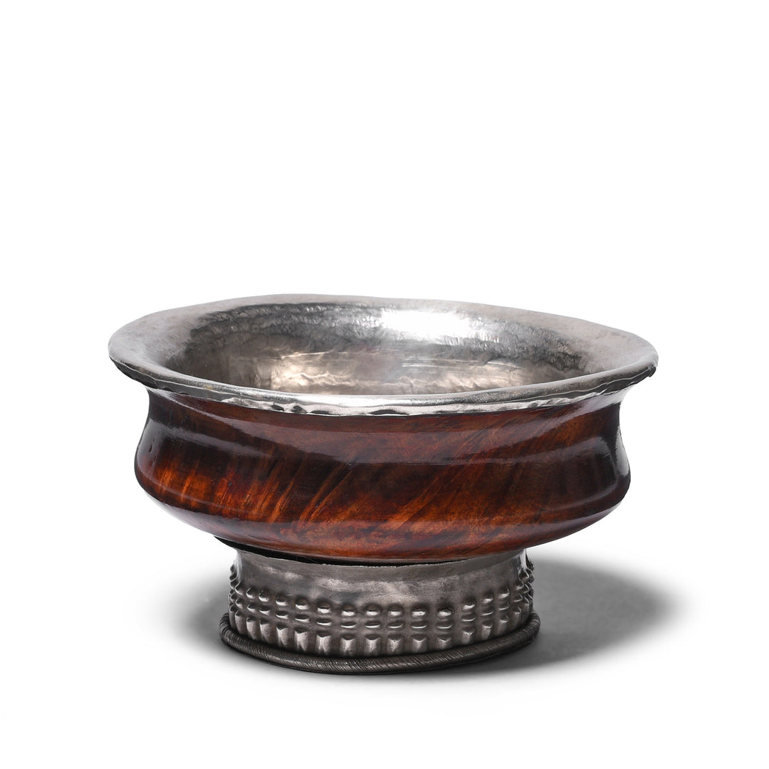 Tibetan Silver & Burr Tea & Tsampa Bowl - Ca 1900| Indigo Antiques 