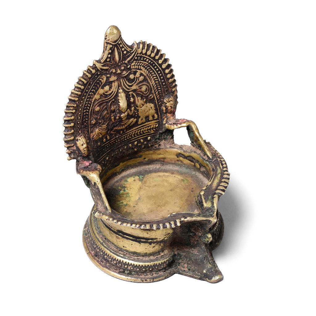 Brass Deepa Lakshmi Votive Lamp From Tamil Nadu - 19th Century