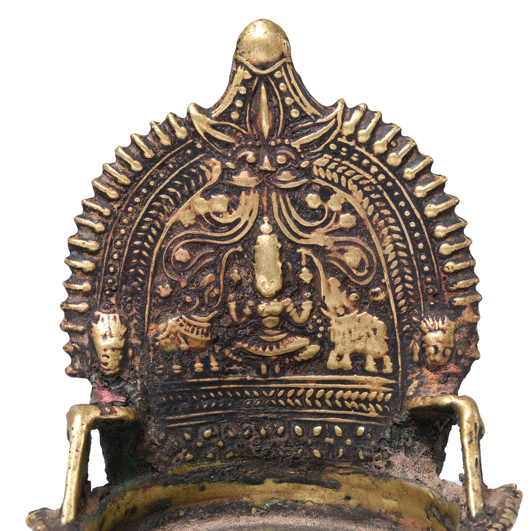 Detail From Antique Bronze Deepa Lakshmi Lamp From Tamil Nadu | INDIGO ANTIQUES