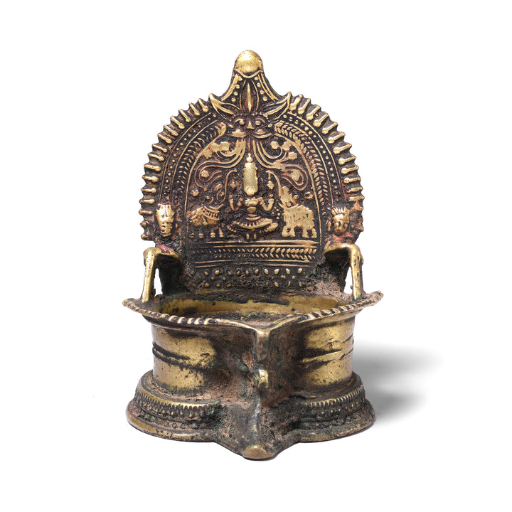 Antique Bronze Deepa Lakshmi Lamp From Tamil Nadu | INDIGO ANTIQUES