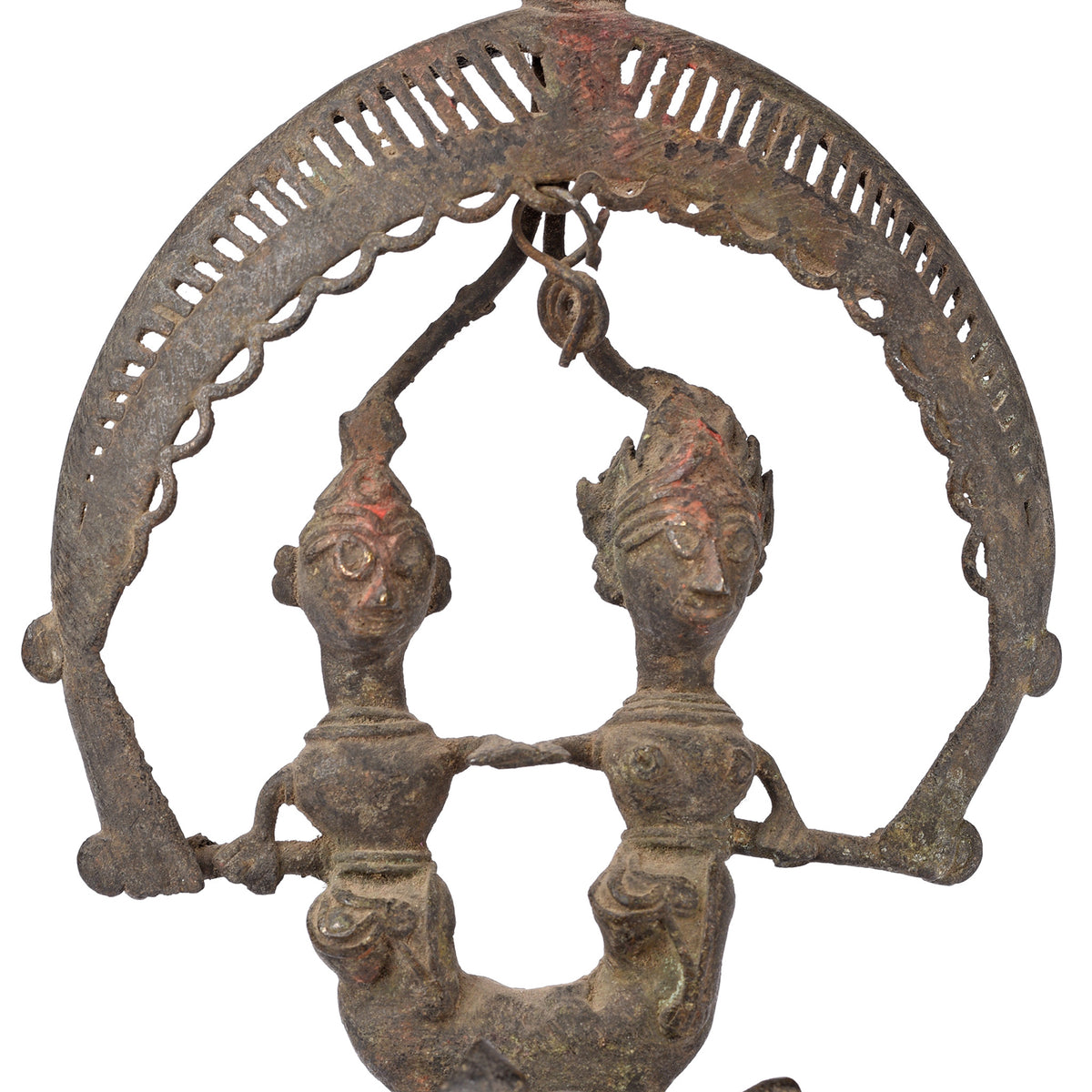 Detail From Vintage Brass Dhokra Work Elephant & Rider | Indigo Antiques