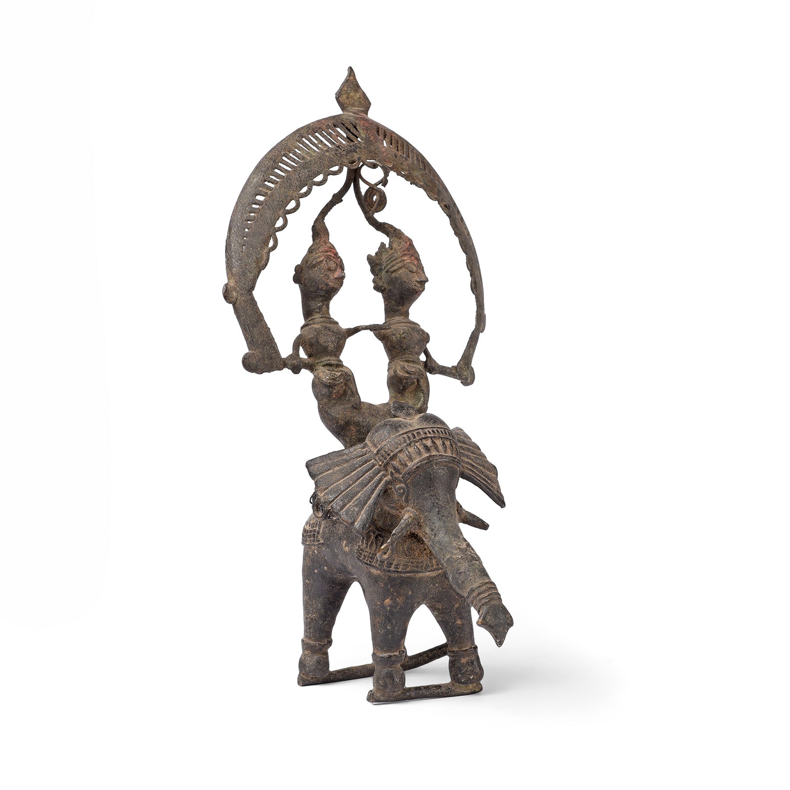 Vintage Brass Dhokra Work Elephant & Rider | Indigo Antiques