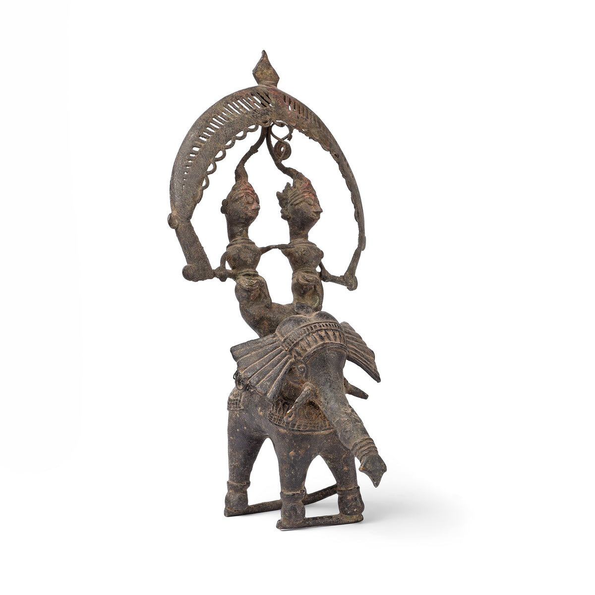 Vintage Brass Dhokra Work Elephant & Rider | Indigo Antiques
