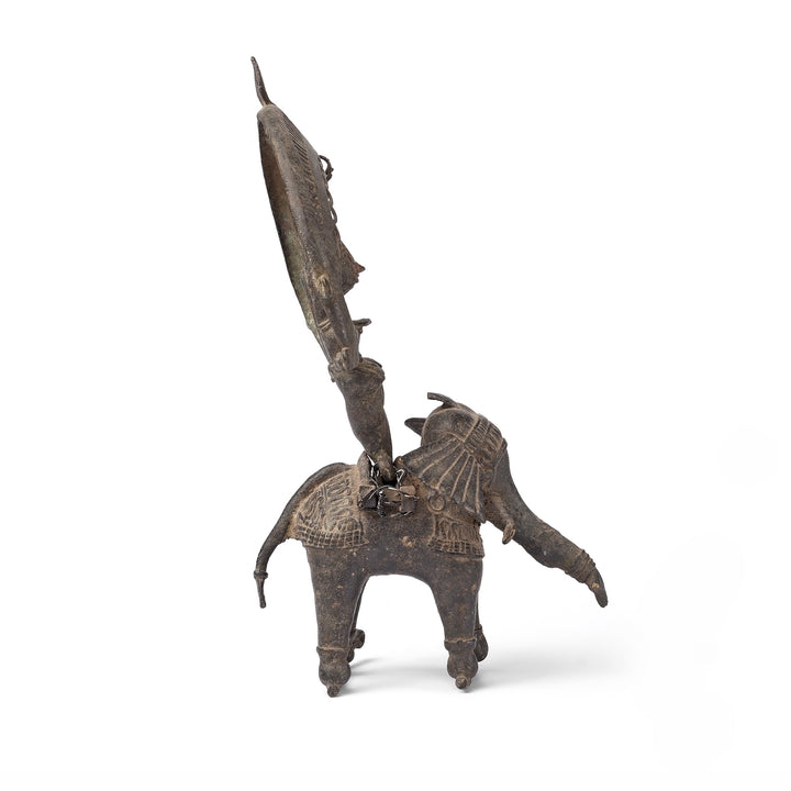 Vintage Brass Dhokra Work Elephant & Rider | Indigo Antiques