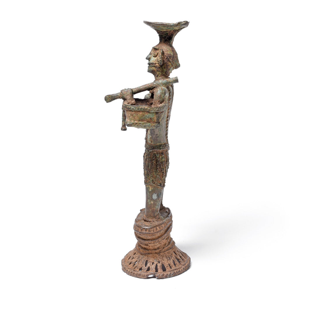Side View Of Antique Bastar Dhokra Figure of Mitki | Indigo Antiques