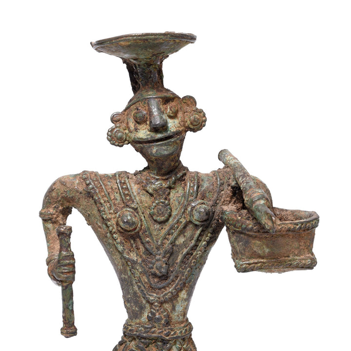 Detail From Antique Bastar Dhokra Figure of Mitki | Indigo Antiques