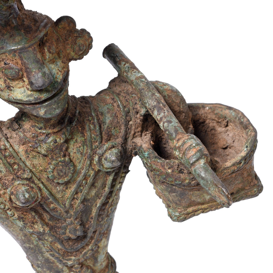 Detail From Antique Bastar Dhokra Figure of Mitki | Indigo Antiques
