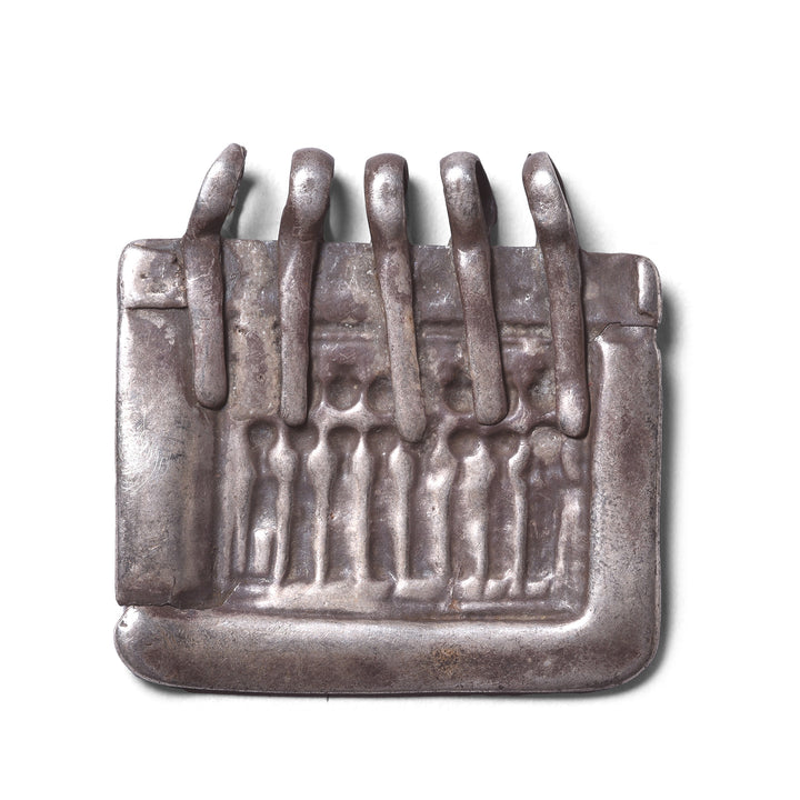 Back Of Tribal Silver Amulet Depicting Saptamatrika From Rajasthan | Indigo Antiques