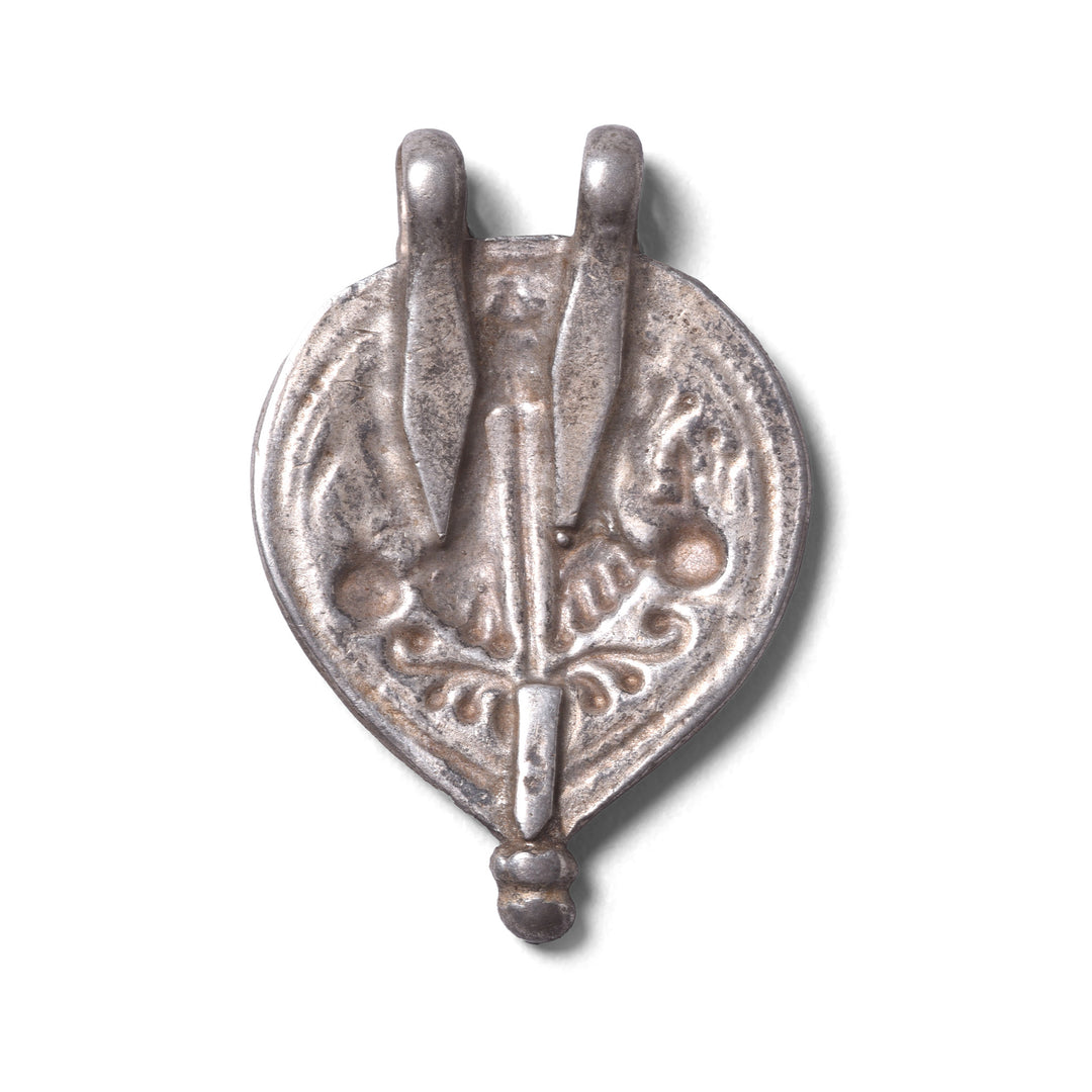 Back Of Option 3 Tribal Silver Amulet From Rajasthan - Vishnu Feet - Vishnupada