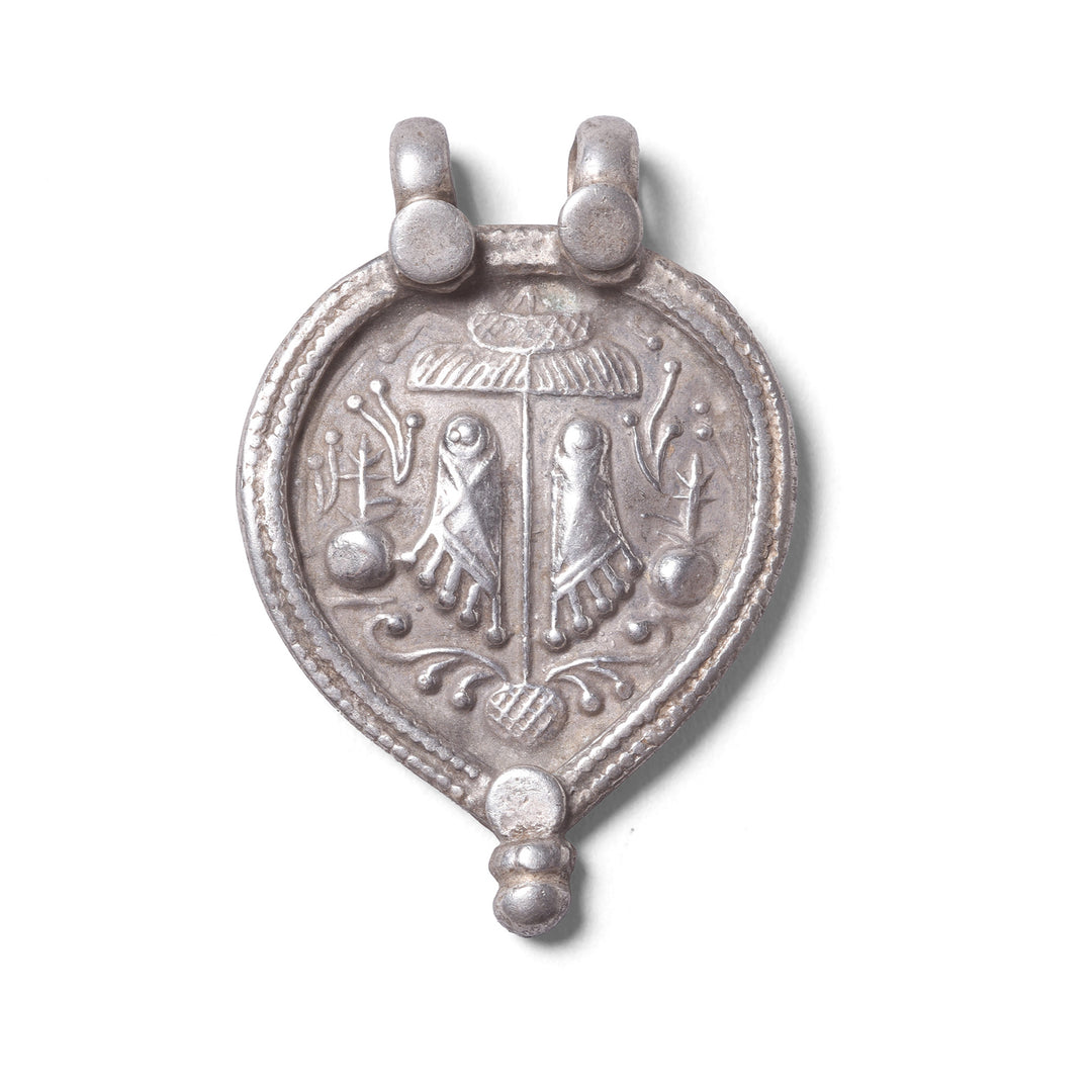 Option 3 Tribal Silver Amulet From Rajasthan - Vishnu Feet - Vishnupada