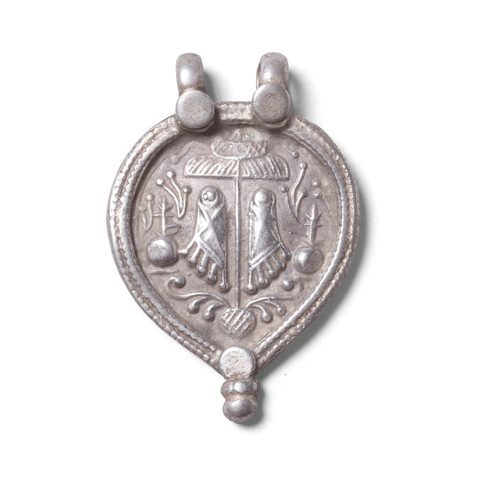 Option 3 Tribal Silver Amulet From Rajasthan - Vishnu Feet - Vishnupada