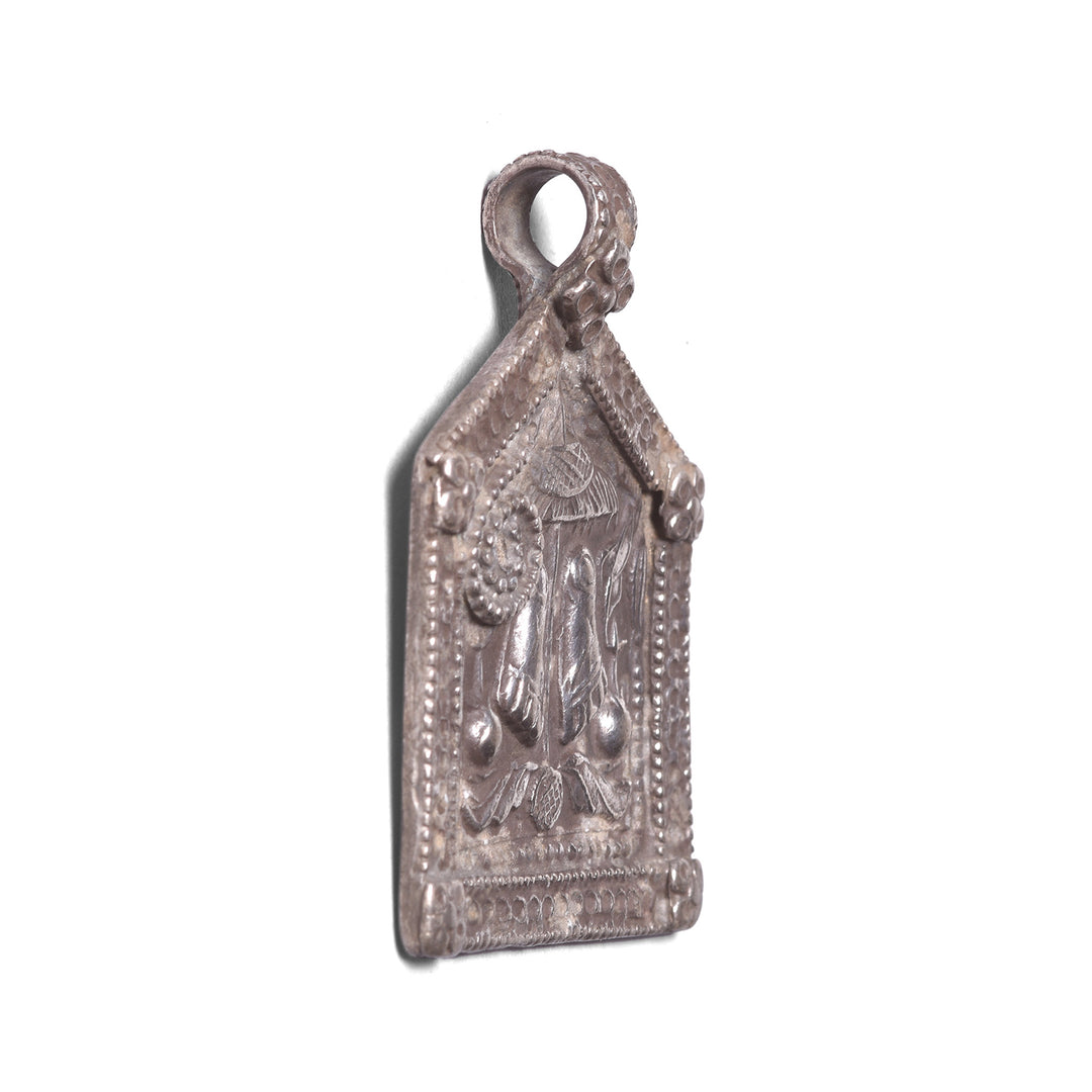 Option 1 Side - Tribal Silver Amulet From Rajasthan - Vishnu Feet - Vishnupada