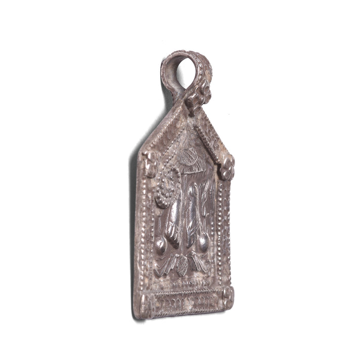 Option 1 Side - Tribal Silver Amulet From Rajasthan - Vishnu Feet - Vishnupada