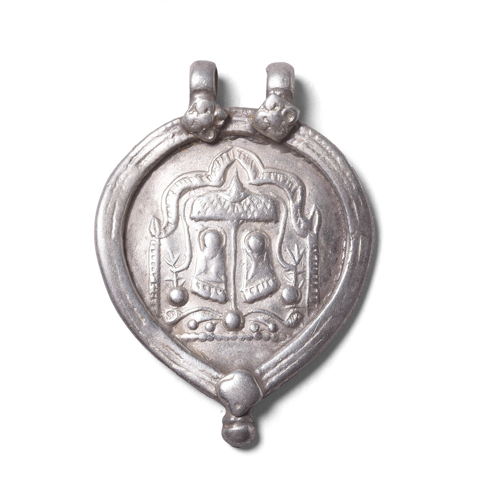 Tribal Silver Amulet From Rajasthan - Vishnu Feet