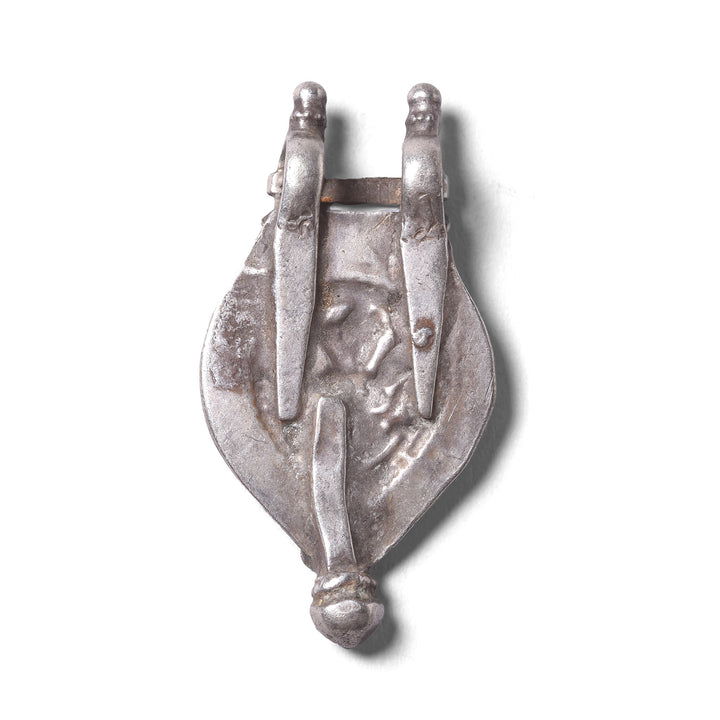 Back Of Tribal Silver Amulet Depicting Hanuman From Rajasthan | Indigo Antiques
