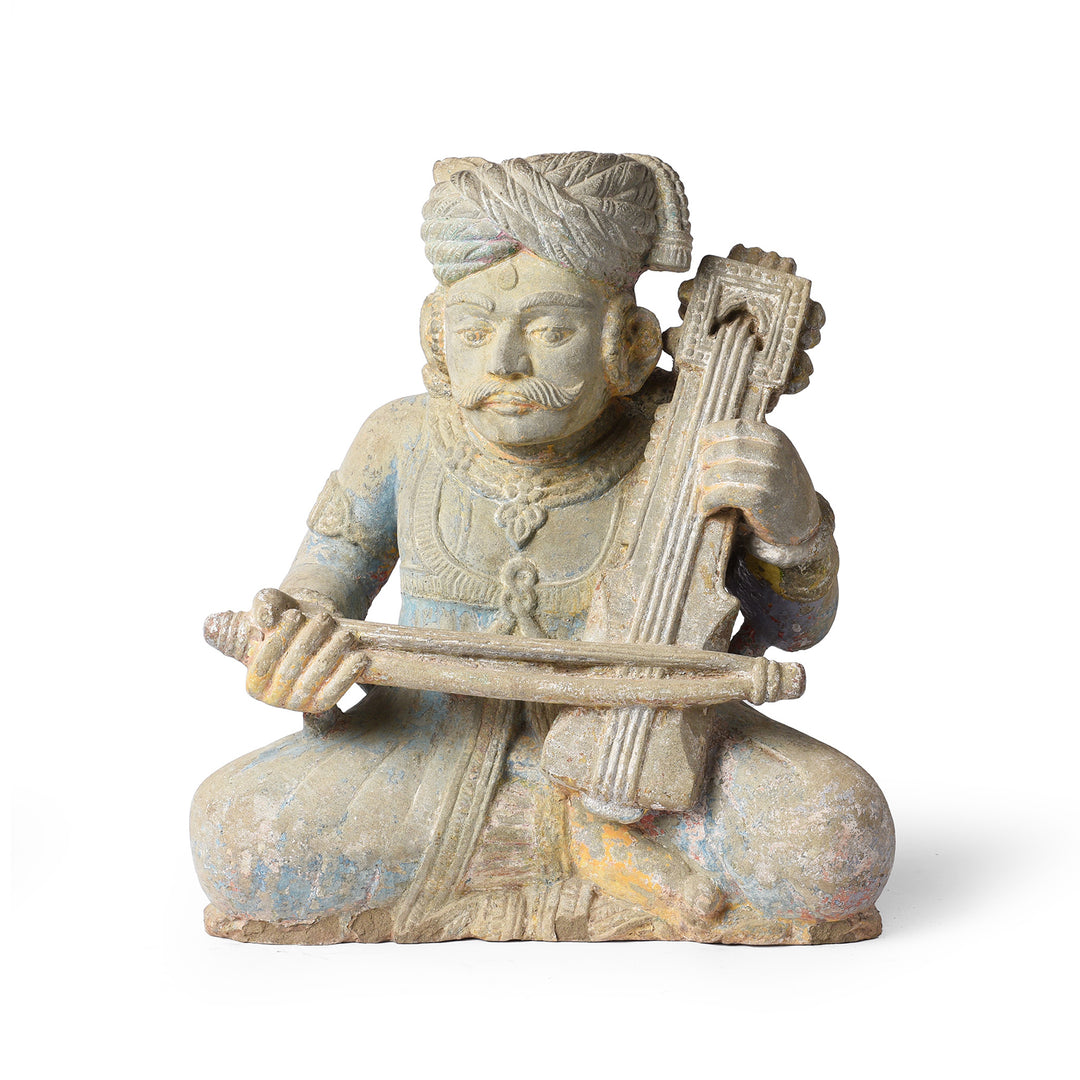 Antique Indian Stone Sarangi Musician From Kutch | Indigo Antiques
