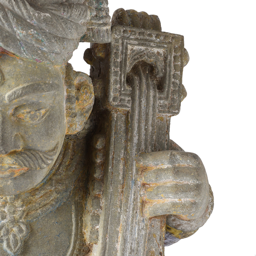 Musical Instrument Detail From Antique Indian Stone Sarangi Musician From Kutch | Indigo Antiques