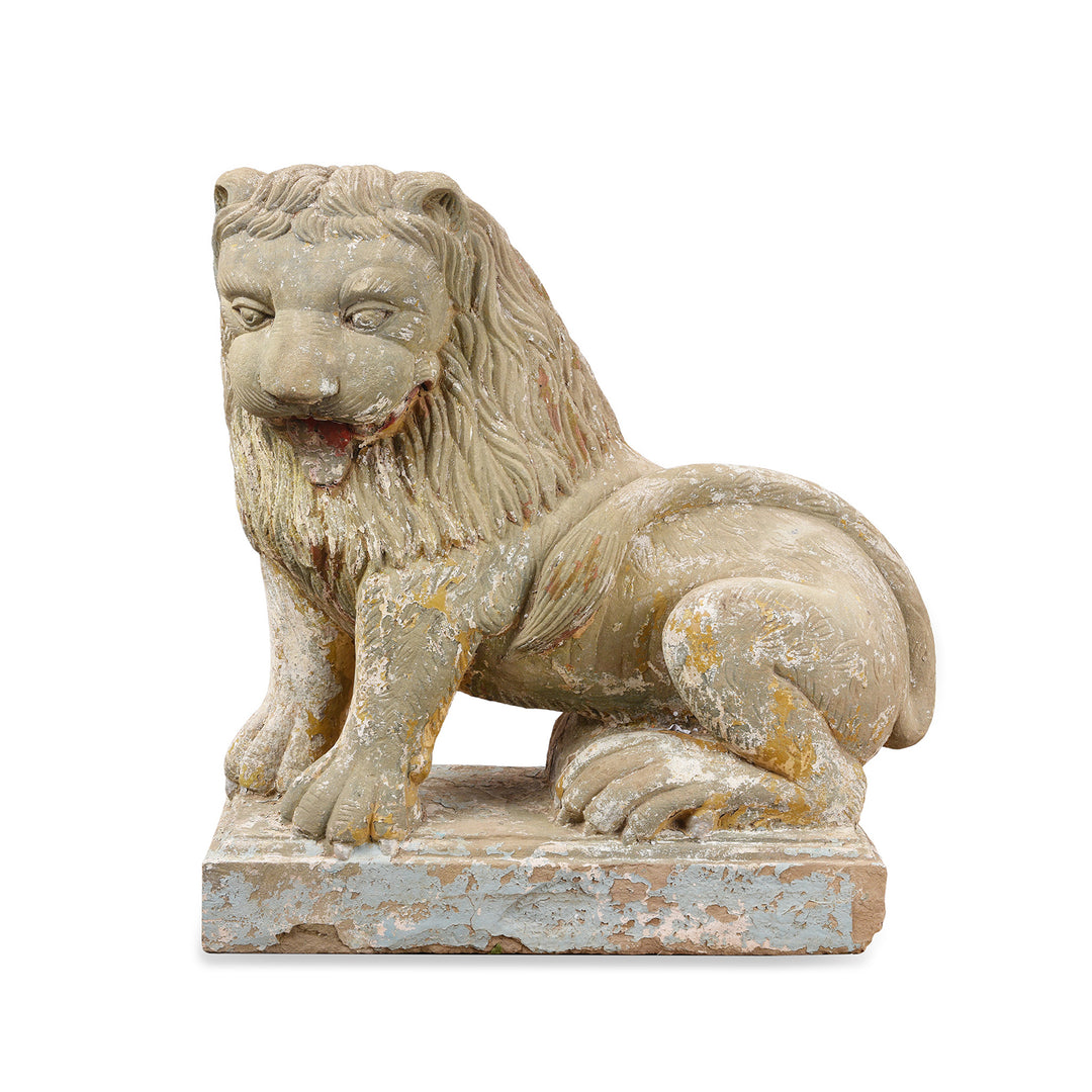 Left Hand Facing Antique Stone Lions From Kutch | Indigo Antiques