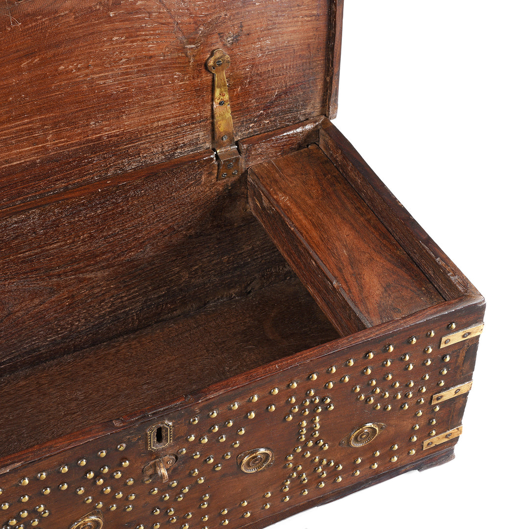 Candle Box Detai From Antique Indian Brass Studded Rosewood Zanzibar Chest | Indigo Antiques