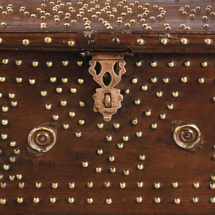 Latch Detail From Antique Indian Brass Studded Rosewood Zanzibar Chest | Indigo Antiques