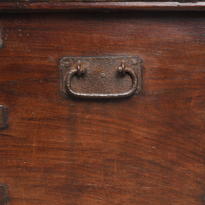 Handle Detail From Antique Indian Brass Studded Rosewood Zanzibar Chest | Indigo Antiques