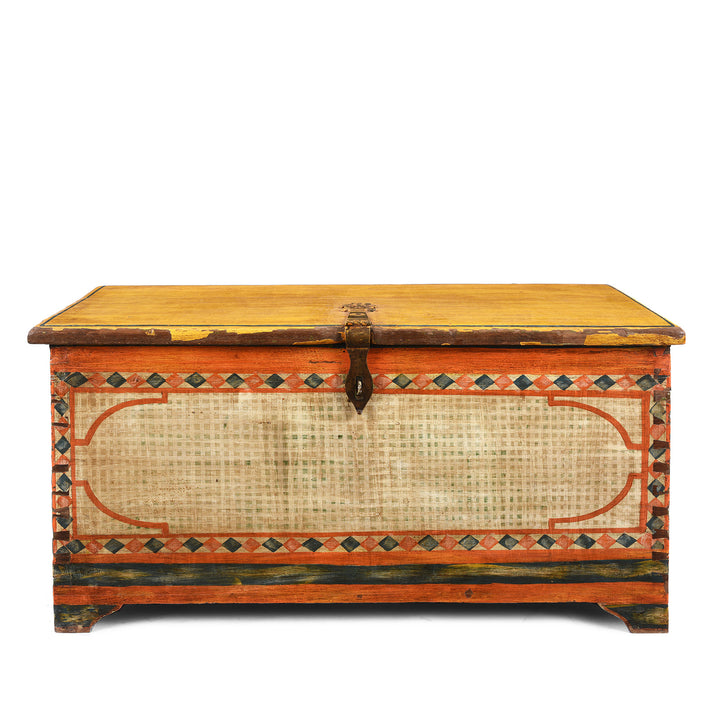 Antique Yellow Painted Indian Chest | Indigo Antiques