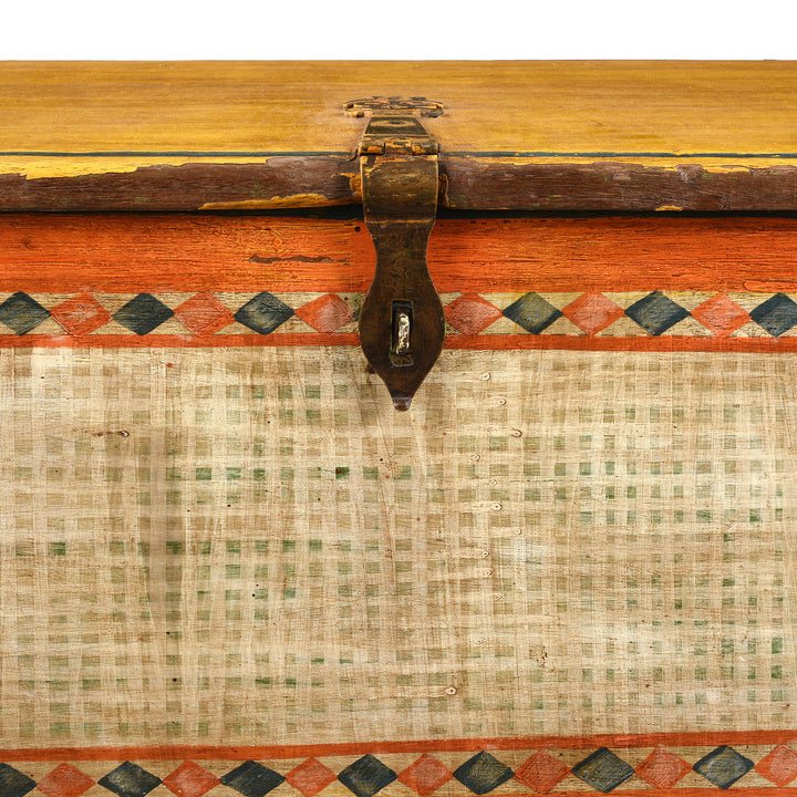 Latch Detail From Antique Yellow Painted Indian Chest | Indigo Antiques