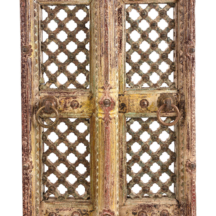 Jali Detail From Antique Carved Teak Jali Shrine Doors From Kutch | Indigo Antiques