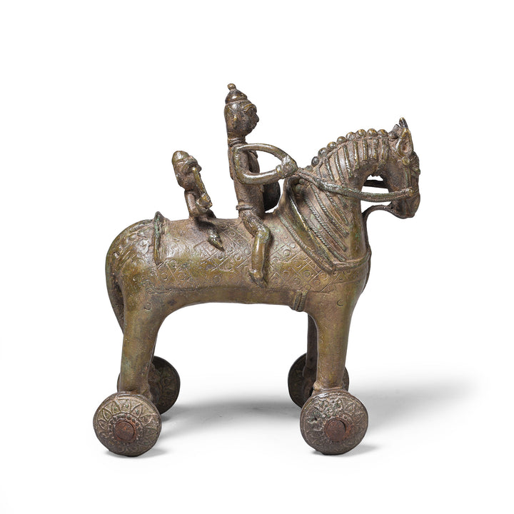 Side VIew Of Reproduction Jhansi Style Bronze Horse | Indigo Antiques