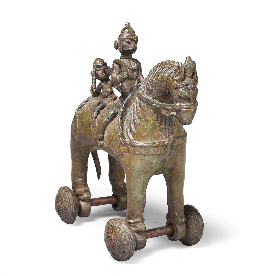 Angled VIew Of Reproduction Jhansi Style Bronze Horse | Indigo Antiques