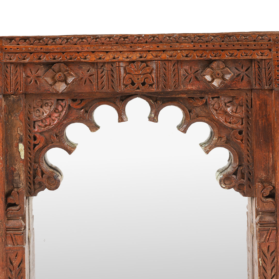 Arch Detail From Antique Painted Mirror From Banswara Tribal Area | Indigo Antiques