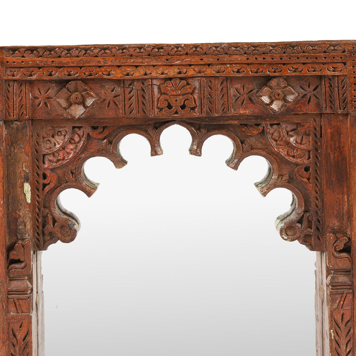 Arch Detail From Antique Painted Mirror From Banswara Tribal Area | Indigo Antiques