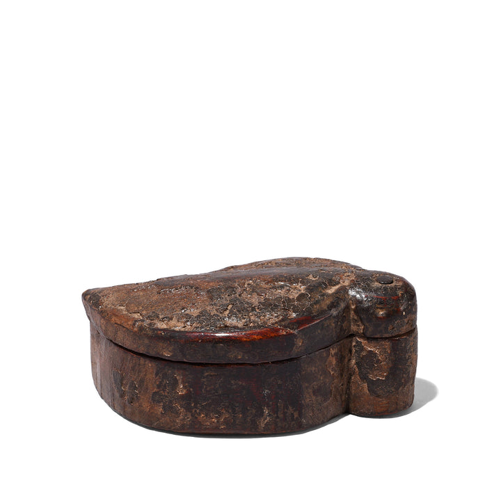 Back Of Carved Teak Tika Box From Banswara, Rajasthan - Ca 1920  | Indigo Antiques