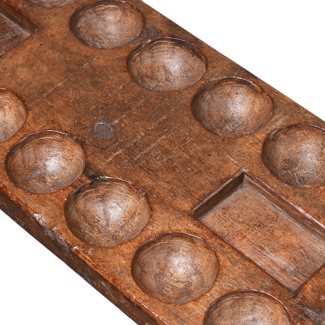 Detail View Of Antique Mancala Game Board From Kerala | Indigo Antiques