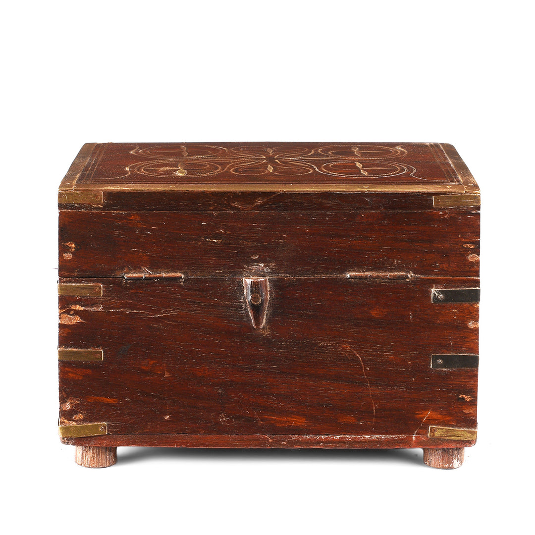 Back Of Antique Rosewood Scent Box With Bottles From Lucknow | Indigo Antiques