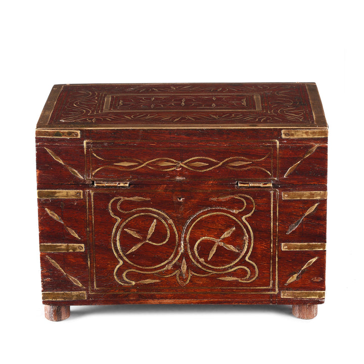 Back Of Rosewood Scent Box With Bottles From Lucknow | Indigo Antiques