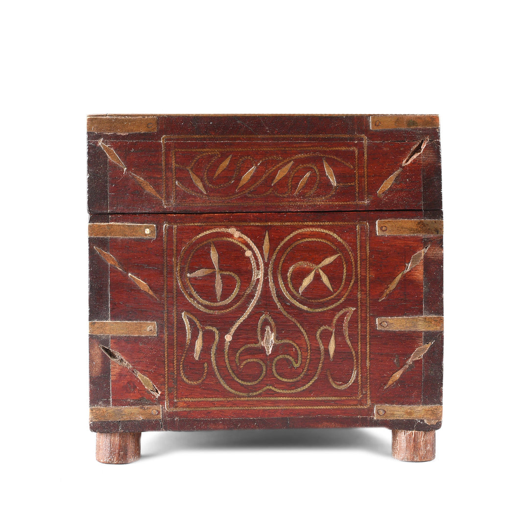 End View Of Rosewood Scent Box With Bottles From Lucknow | Indigo Antiques