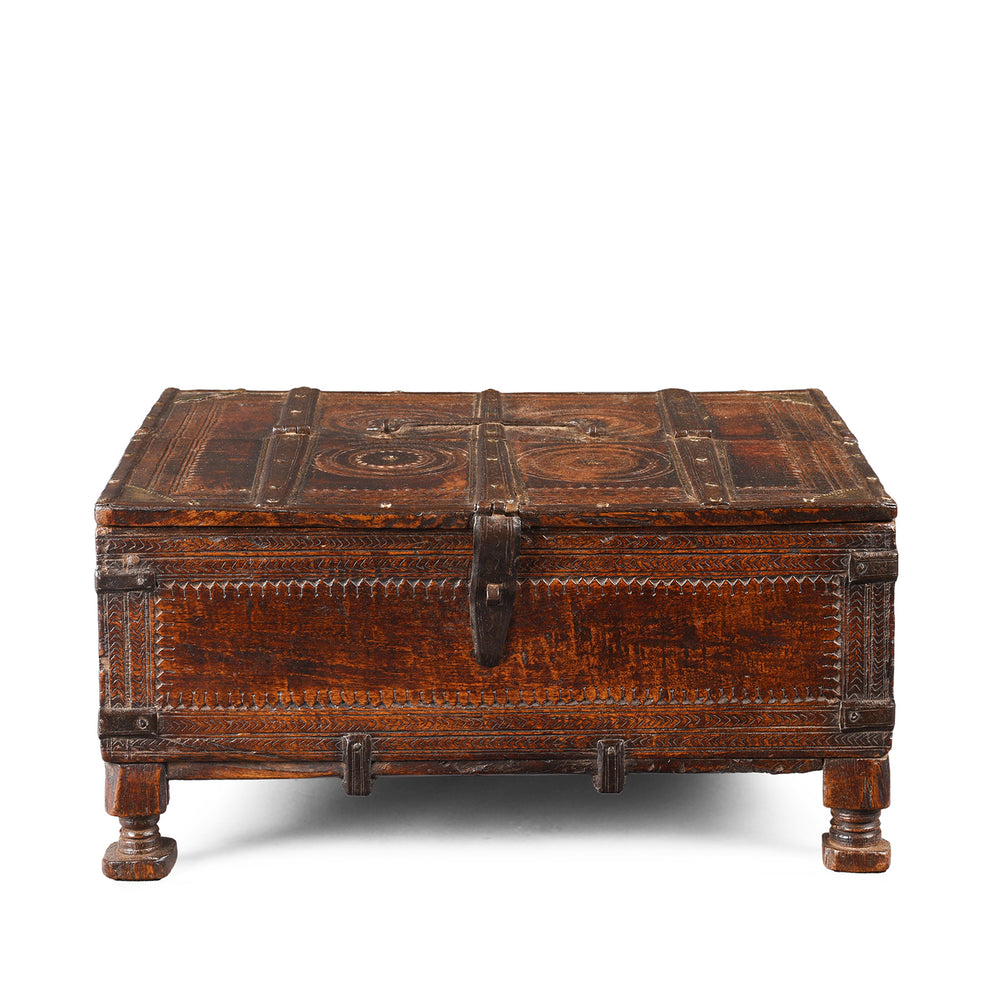 Antique Indian Chip Carved Merchants Box | Indigo Antiques