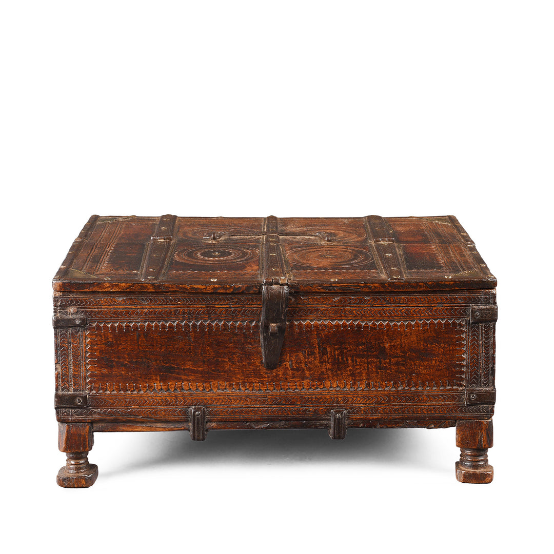 Antique Indian Chip Carved Merchants Box | Indigo Antiques
