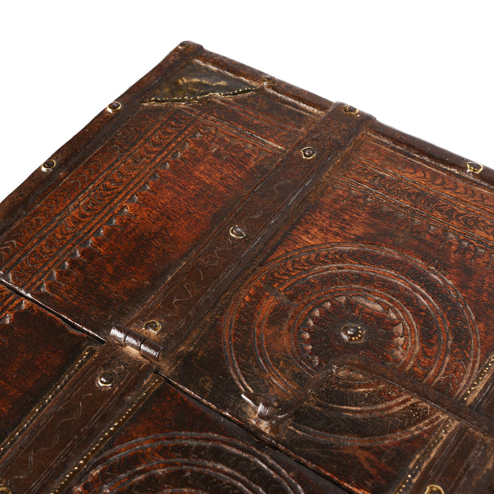 Detail From Antique Indian Chip Carved Merchants Box | Indigo Antiques