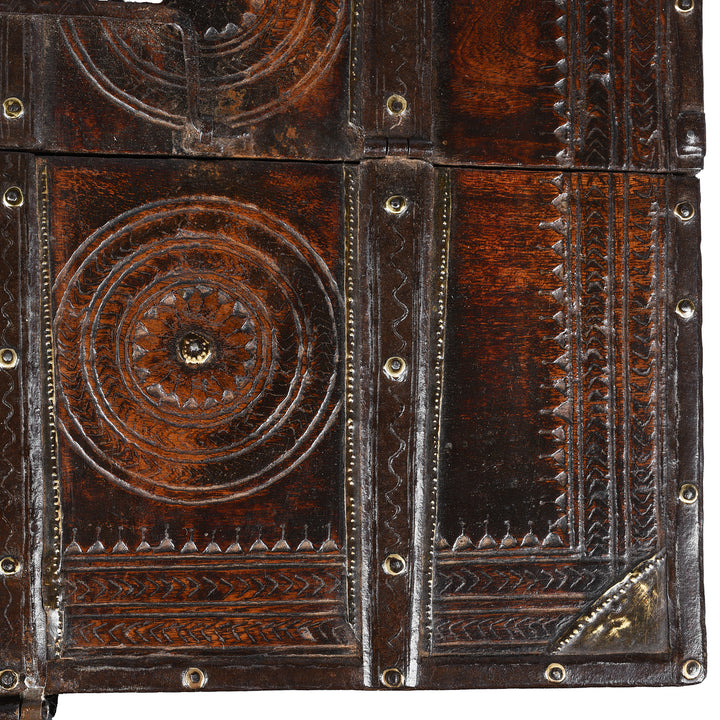 Carving Detail From Antique Indian Chip Carved Merchants Box | Indigo Antiques