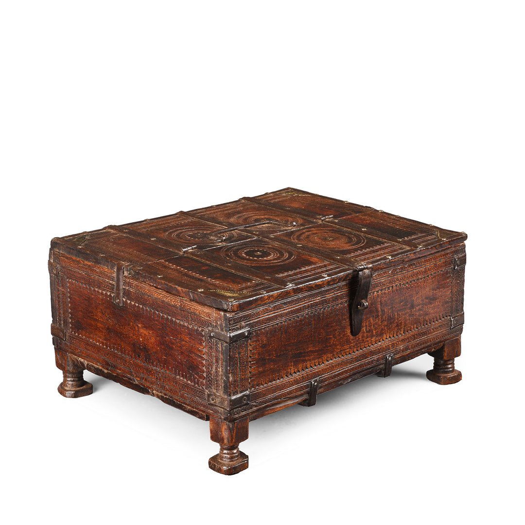 Antique Indian Chip Carved Merchants Box | Indigo Antiques