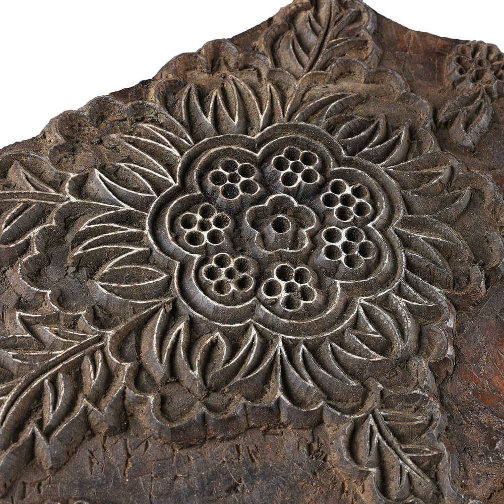 Detail From Old Floral Textile Printing Block | INDIGO ANTIQUES