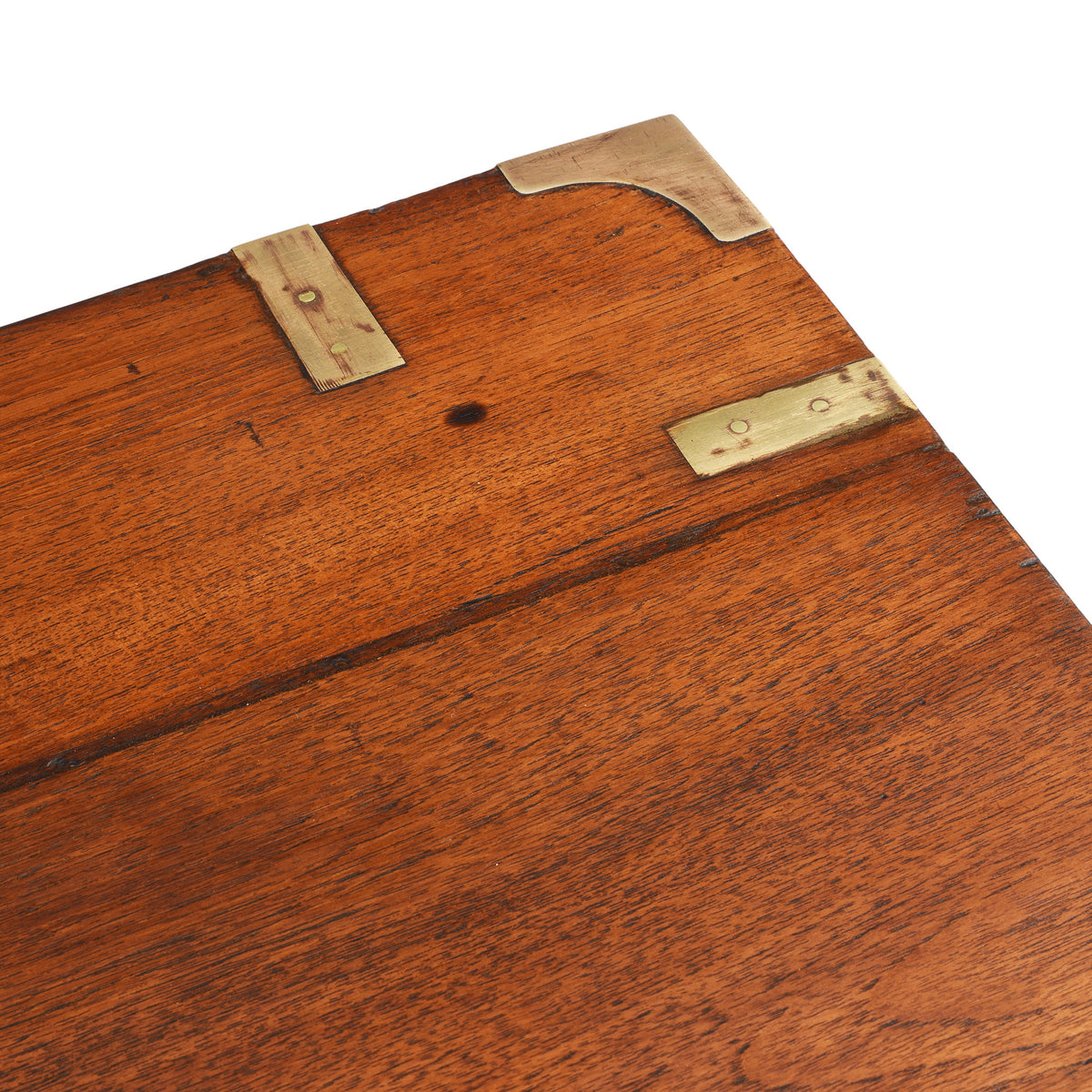 Surface Detail From Antique Brass Bound Teak Military Chest | Indigo Antiques