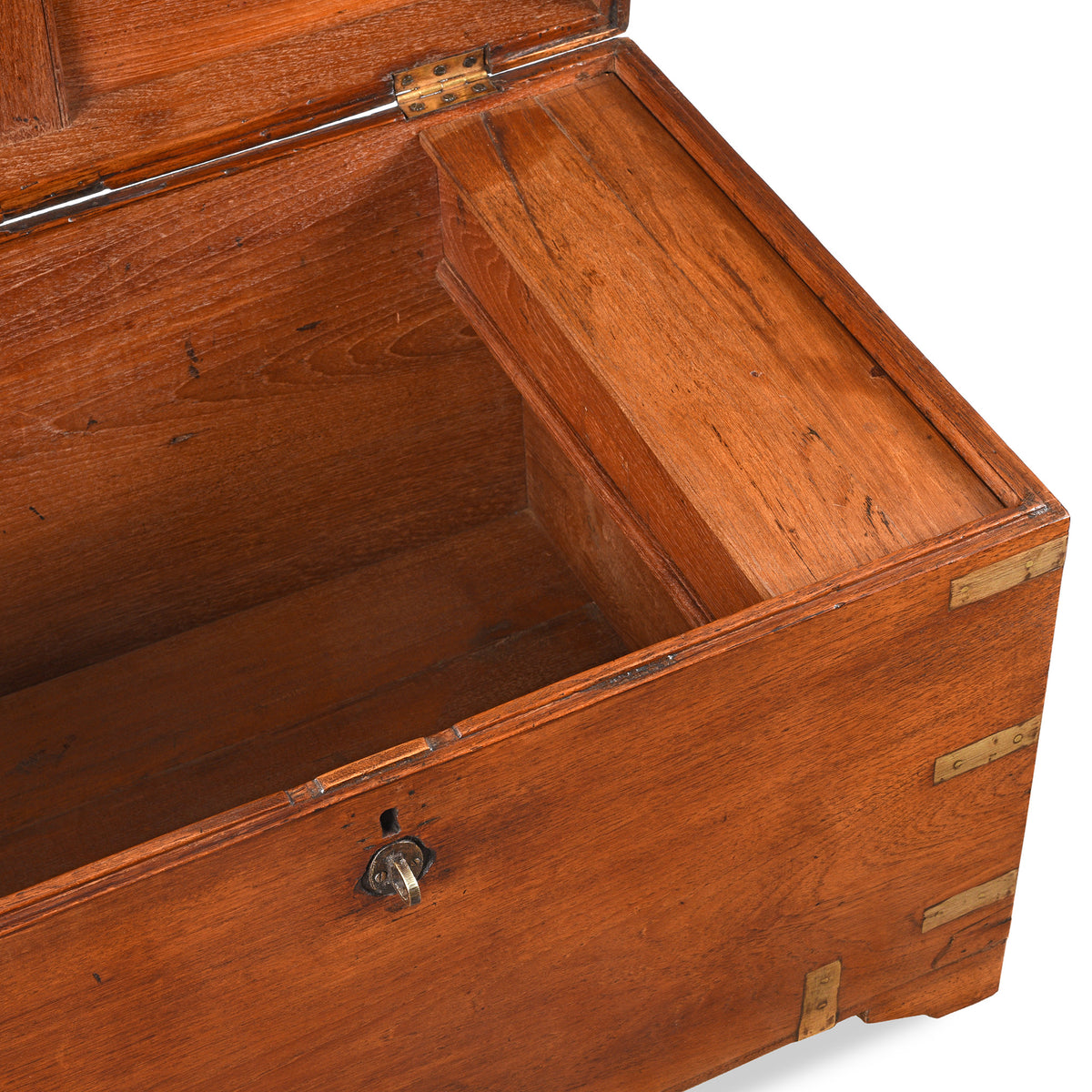 Candle Box Detail From Antique Brass Bound Teak Military Chest | Indigo Antiques