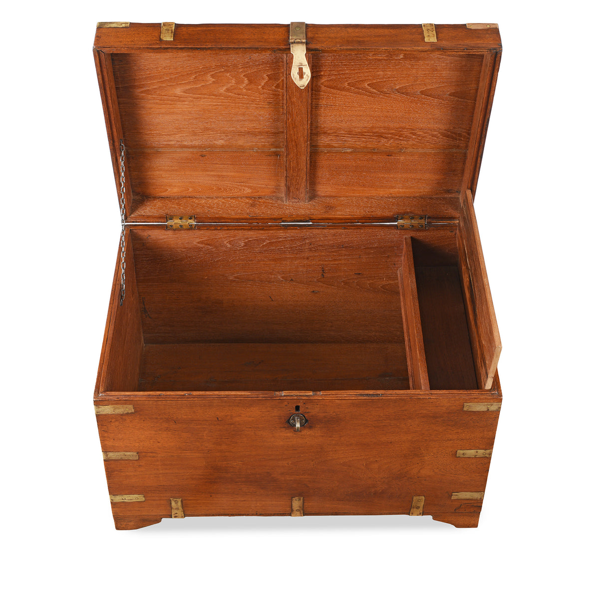 Interior Of Antique Brass Bound Teak Military Chest | Indigo Antiques